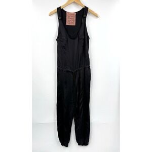 Guess Jumpsuit Womens Silk‎ Sleeveless Pockets Drawstring Y2k Black Size Medium